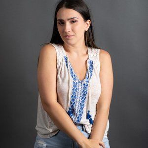 Blue White Mediterranean Tank by Lucky Brand